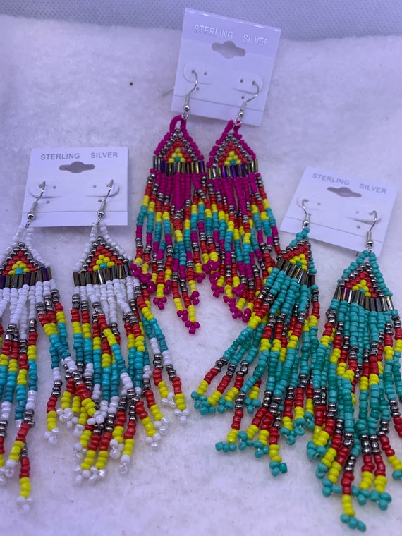 Hand Crafted Beaded Earrings. Etsy
