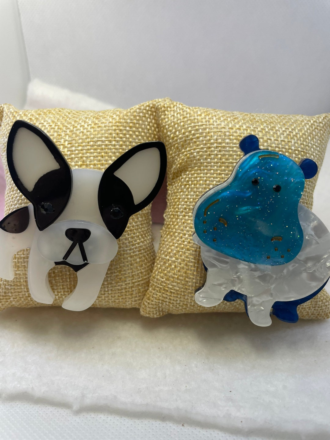 Adorable Acrylic Brooch Pin Hippo French Bulldog Etsy