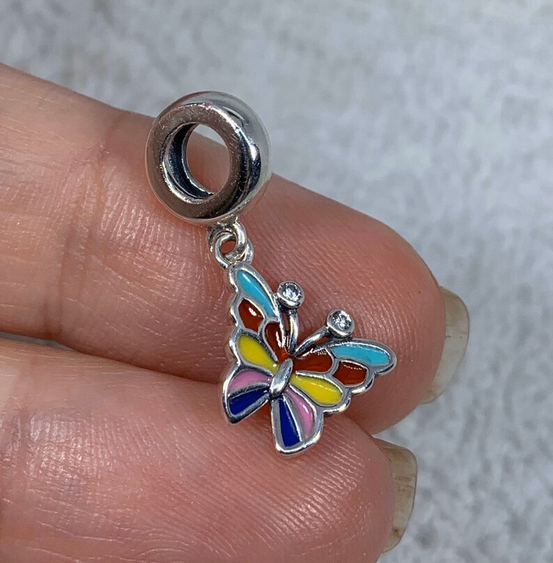 Sterling silver colorful butterfly european charm