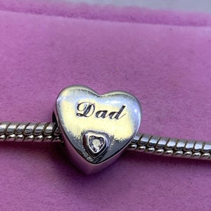 Sterling Silver DAD heart charm bead