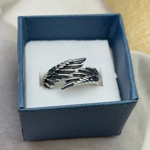 Sterling silver angel wings adjustable wrap ring