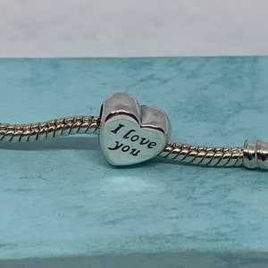 Simple sterling silver I Love You heart charm