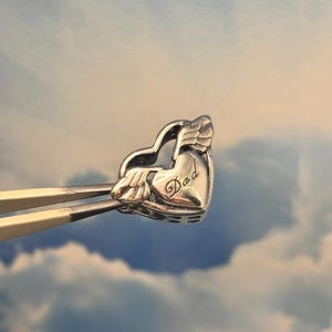 Sterling silver DAD my Angel wings heart charm bead