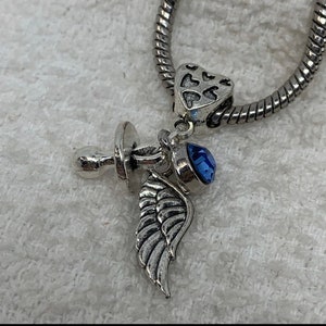 Baby boy angel wings pacifier charm