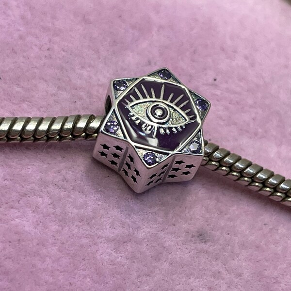 Sterling silver purple amethyst Eye of God Star of David charm bead