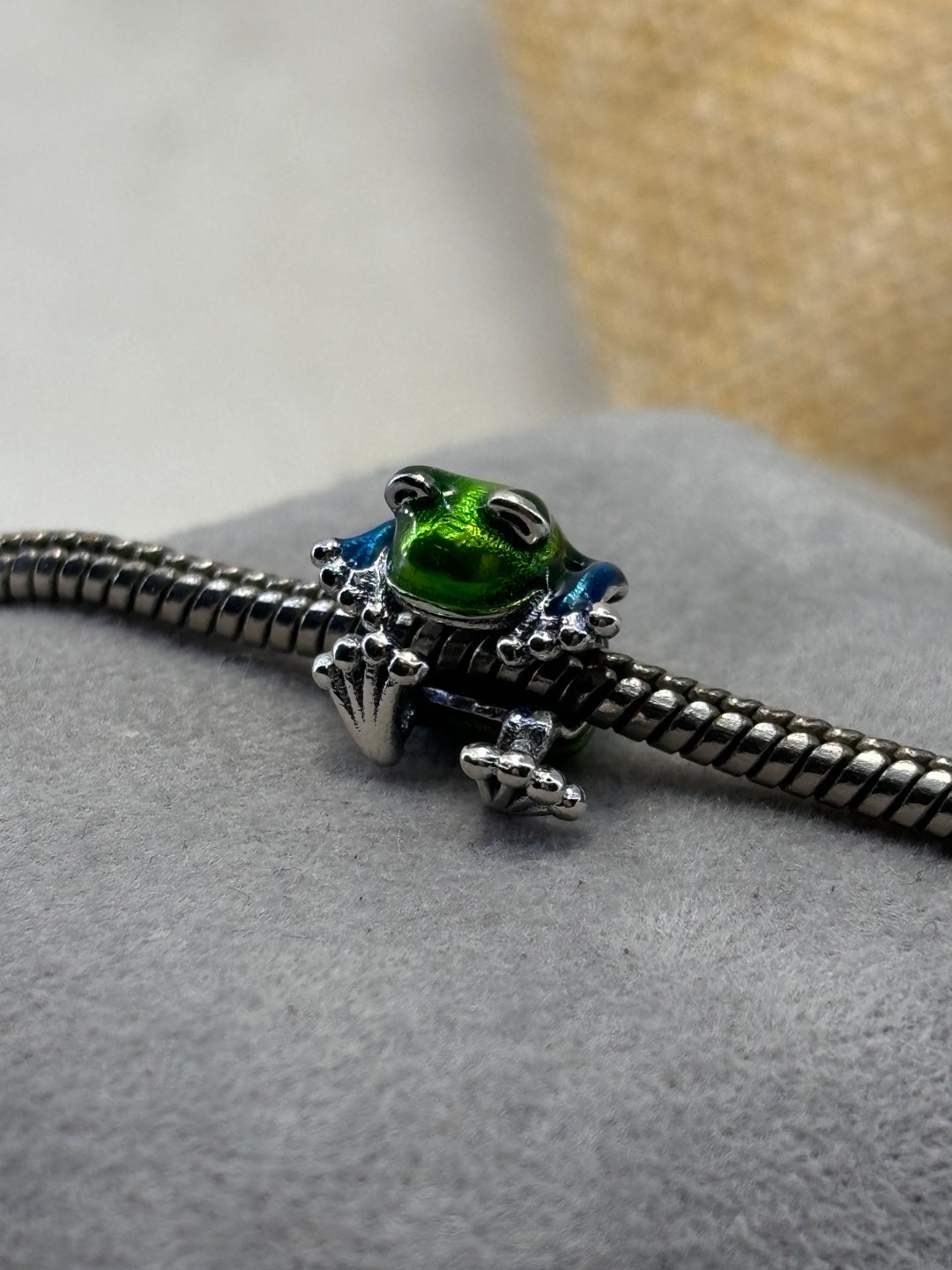 Green Frog Hugging Sterling Silver Sliding Charm Bead - Etsy