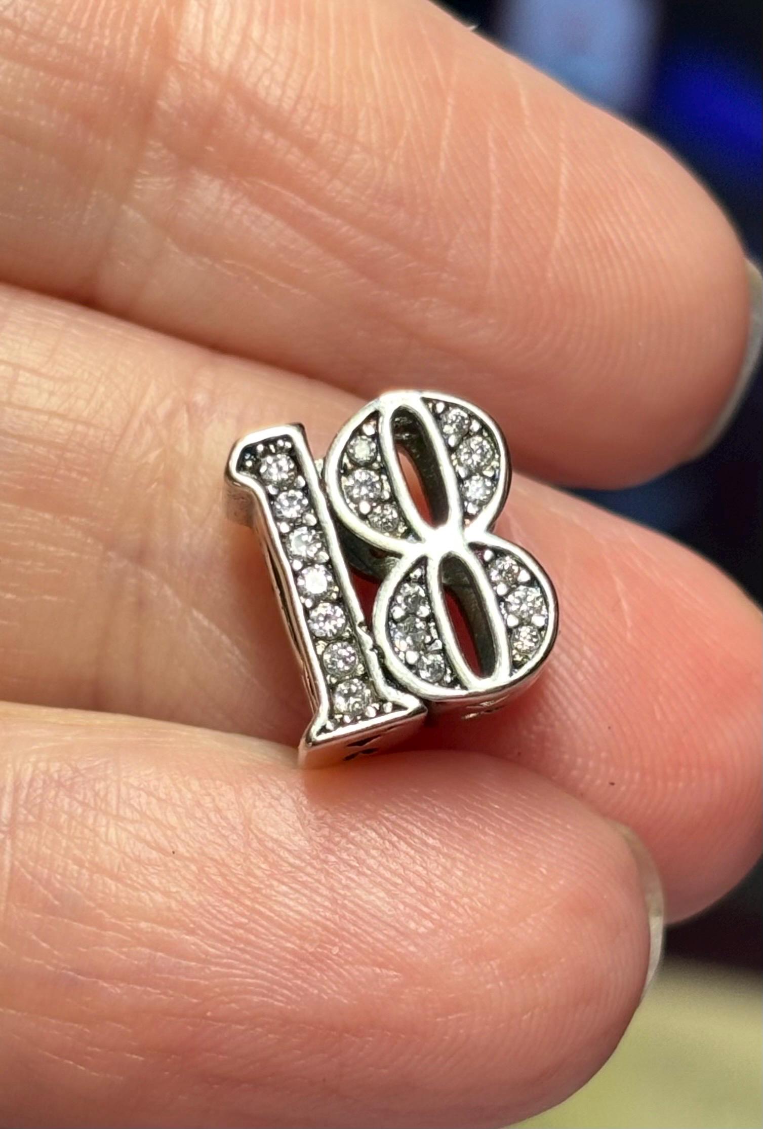 Sterling Silver Milestone Birthday Anniversary Number Charm Bead - Etsy