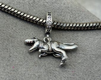 Sterling silver t-Rex dinosaur charm pendant
