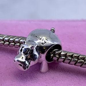 May include: Silver charm in the shape of a hippopotamus. The charm is engraved with the word "Soundcity".