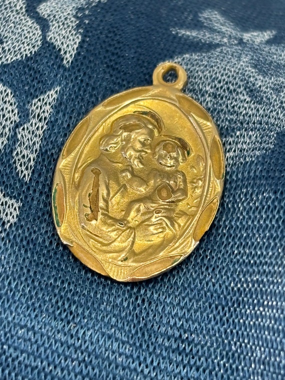 Vintage St Joseph Catholic gold metal Patron Saint