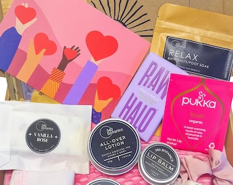 Valentines Day Spa Gift Box: Natural Skincare, Vegan Chocolate