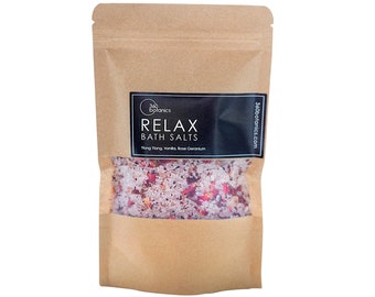 RELAX - Relaxing-Calming-Natural -Bath-Salts |  Letterbox-Gift | Bath-Salts Essential-Oils | Muscle-Relaxing Bath Salts | Handmade in the UK