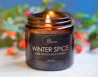 Winter Spice Scented Soy Candle: Hand-Poured Essential Oils