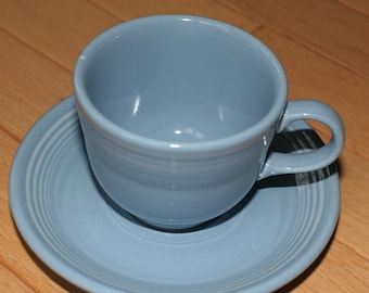 Fiesta Periwinkle Blue Tea Cup and Saucer Set, Retired Color
