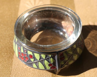 Vintage Russian Soviet Melchior Cloisonne Salt Cellar Marked On Bottom Beautiful Condition