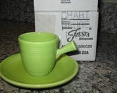 Fiestaware Fiesta Chartreuse Green Demitasse Cup Saucer Set With Original Box