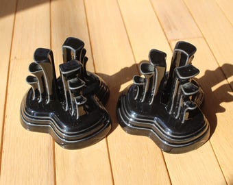 Fiesta BLACK Pyramid Candle Holders - Pair