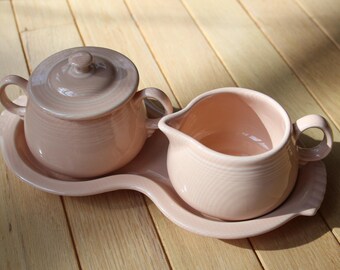 Fiesta Fiestaware Apricot Glaze Sugar Bowl, Creamer & Tray Set