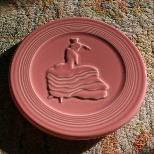 Fiestaware Fiesta ROSE Pink Glazed 6 Inch Dancing Lady Trivet Brand New Old Stock With Tags