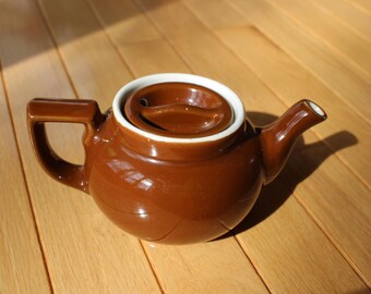 Hall China Chocolate Brown Mini Two (2) Cup Tea Pot Like New