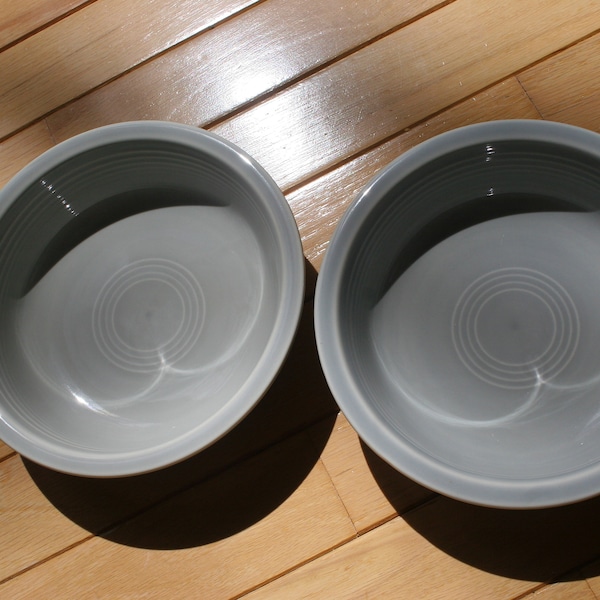 Fiestaware Fiesta Retired PEARL GRAY Set of Two (2) Piece Cereal/Soup Bowl Set ~ Brand New ~ Never Used