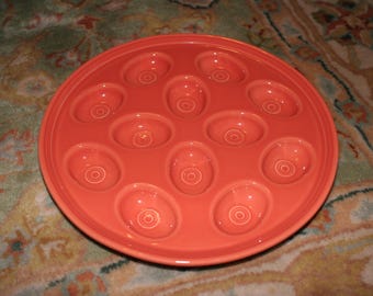 Fiestaware Persimmon Orange Egg Tray - Vintage 12-Egg Dish