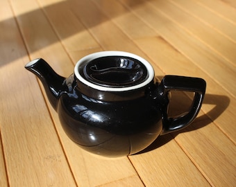 Hall China Black Mini Two (2) Cup Tea Pot Like New