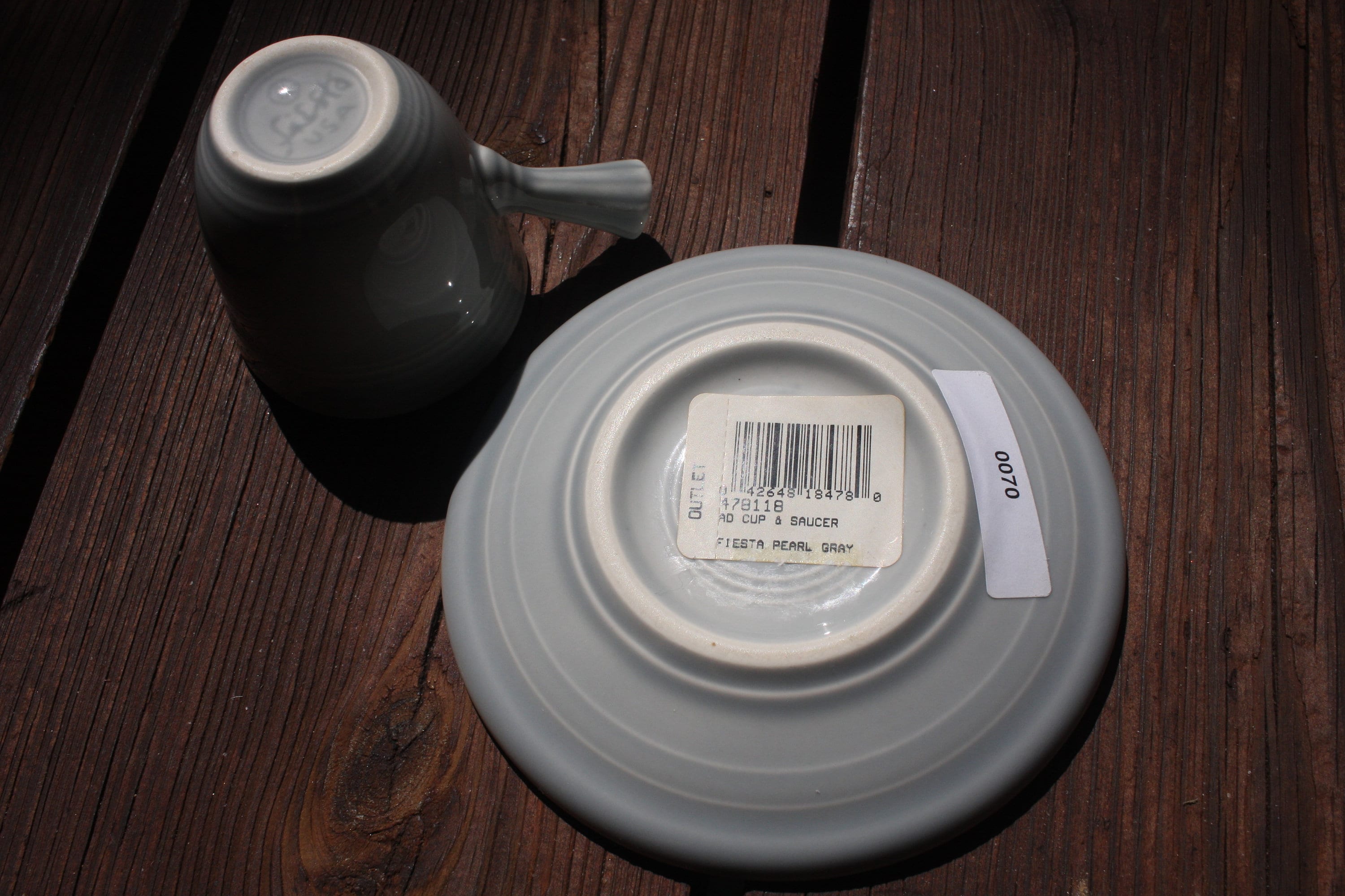 Fiestaware Fiesta Pearl Gray Glaze Demitasse Cup & Saucer Set Original