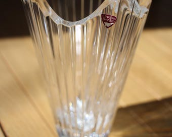 Orrefors Sweden Crystal Vase: Tiara Pattern by Jan Johansson
