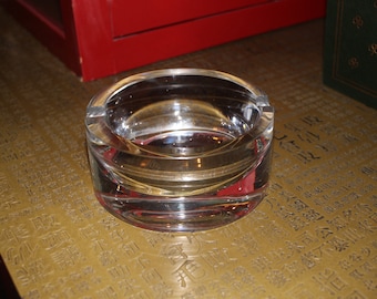 Beautiful Vintage Orrefors of Sweden Round Crystal Cigar Ashtray