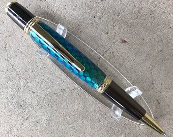 Handmade Blue Aluminum Honeycomb Pen