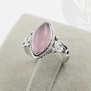 Pink Chalcedony Ring, 925 Sterling Silver, Chalcedony 7x14 mm Marquise Ring, Silver Ring, Beautiful Ring, Statement Ring, Womens Ring, Gift