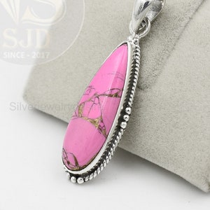 Pingente de turquesa em cobre rosa: pingente de pera em prata esterlina (10 x 30 mm)