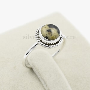 Dalmation Jasper Ring: 925 Sterling Silver Boho Ring