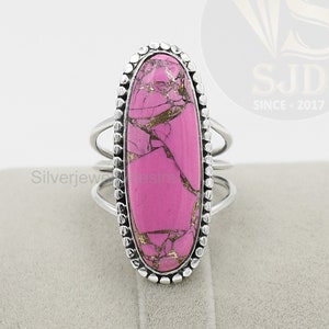 Pink Kupfer Türkis Ring: Sterling Silber Boho Statement Ring