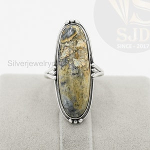 Malingano Jasper Ring, 925 Sterling Silver, 10x30 mm Long Oval Ring, Jasper Gemstone Ring, Beautiful Ring, Statement Ring, Women Rings, Gift