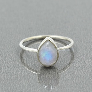 Moonstone Ring, 925 Sterling Silver, Rainbow Moonstone Ring, Handmade Ring, Gemstone Ring, Tiny Ring, Ring For Women, Moonstone Jewelry