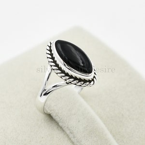 Black Onyx Ring, 925 Sterling Silver, Black Onyx 7x14 mm Marquise Shape Gemstone Ring, Silver Ring, Onyx Ring, Rings For Women, Onyx Jewelry