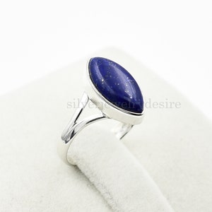 Lapis Lazuli Ring, 925 Sterling Silver, Lapis Lazuli 7x14 MM Marquise Gemstone Ring, Beautiful Ring, Silver Ring, Statement Ring, Lapis Ring