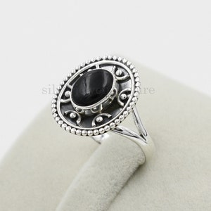 Oxidized Sterling Silver Black Onyx Ring: Oval Statement Ring