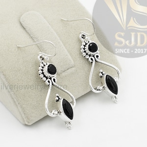 Amazing Black Onyx Earrings, 925 Sterling Silver, Gemstone Earrings, Onyx Earrings, Silver Earrings, Black Onyx Earrings Silver, Earrings