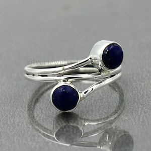 Lapis Lazuli Ring, Sterling Silver Ring, Lapis Lazuli 6x6 mm Round Gemstone Ring, Silver Ring, Lapis Ring, Womens Rings, Gift For Her, Ring