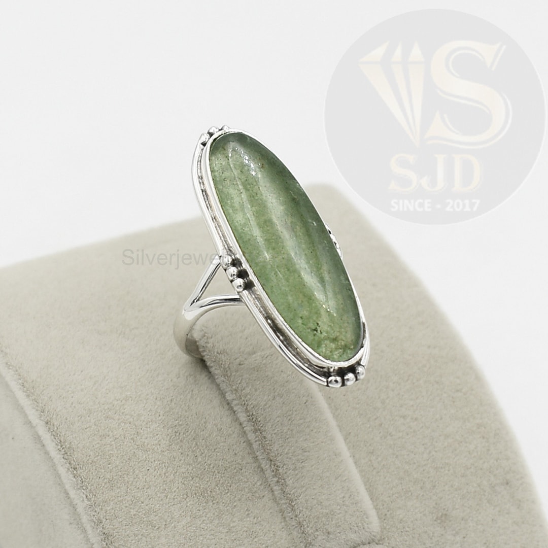 Sterling Silver Long Oval Ring - Choose Your Color, .925 Solid Silver Jewelry - View #2