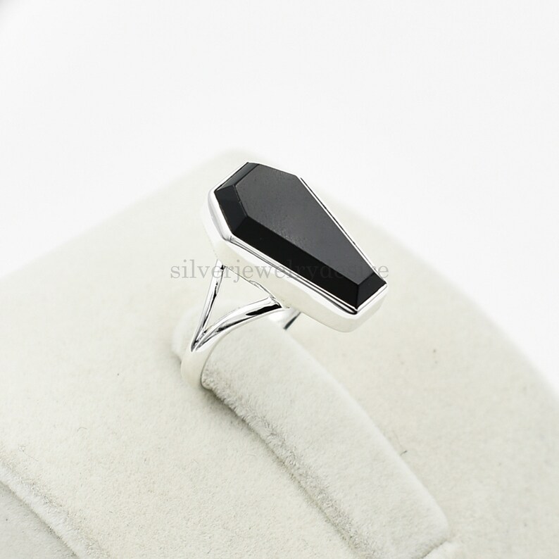 Onyx Ring Handmade Ring Silver Ring 925 Sterling Silver Coffin Ring Black Onyx Coffin Ring Black Onyx 10x17mm Coffin Gemstone Ring