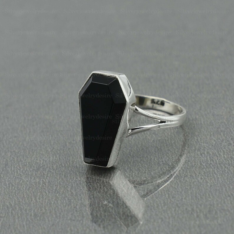 Onyx Ring Handmade Ring Silver Ring 925 Sterling Silver Coffin Ring Black Onyx Coffin Ring Black Onyx 10x17mm Coffin Gemstone Ring