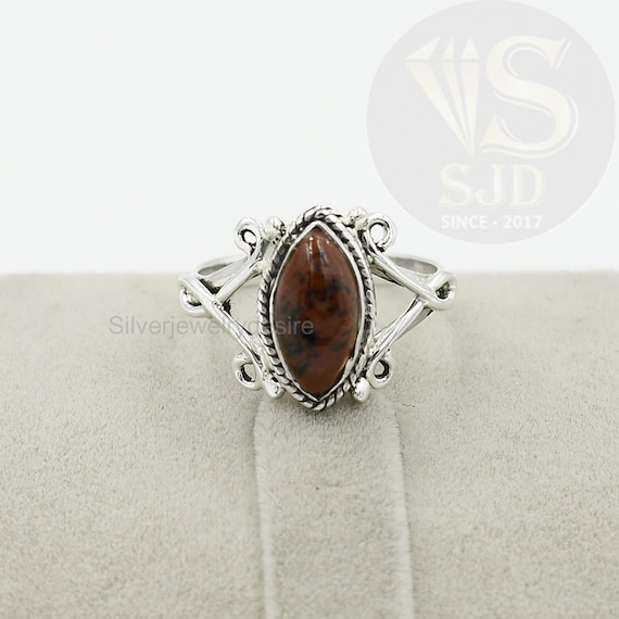 Image Marquise Brown image beautiful image beautiful image beautiful image beautiful - Genuine Mahogany Obsidian Ring, 925 Sterling Silver, Obsidian 6x12 ...