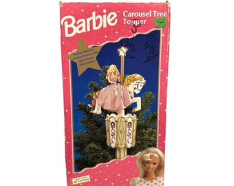 Vintage 1997 Mr. Christmas Inc. Christmas Barbie Carousel Horse Tree Topper