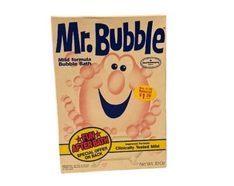 Vintage 1970s Mr Bubble 10 oz Bubble Bath Box  New - Sealed