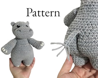 PATRÓN: Hipopótamo de ganchillo con lindo trasero