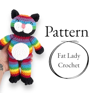 Rainbow Sam, crochet cat pattern PDF